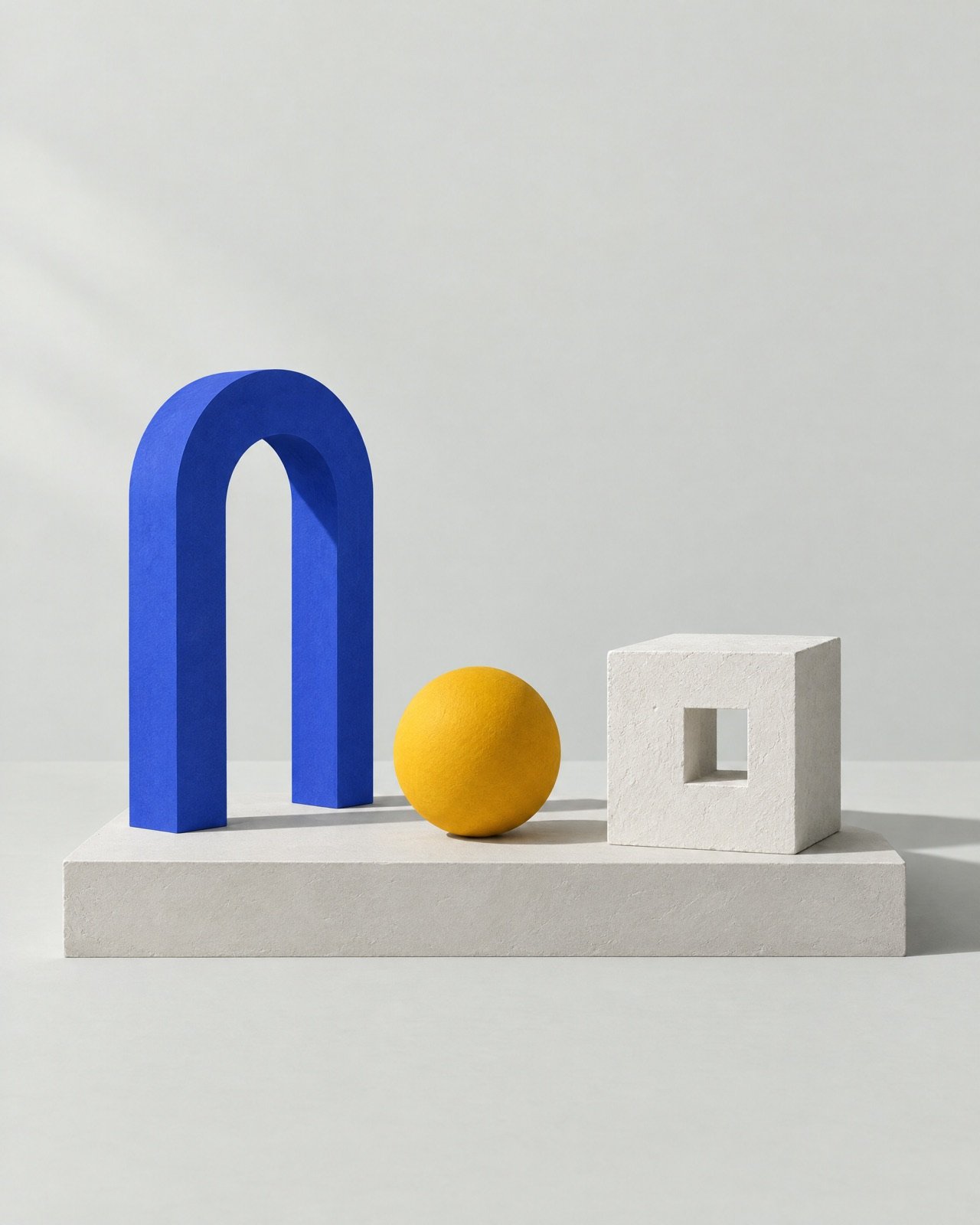 A blue arch, a yellow sphere and a white cube on a plinth: build it, get it seen, keep it running